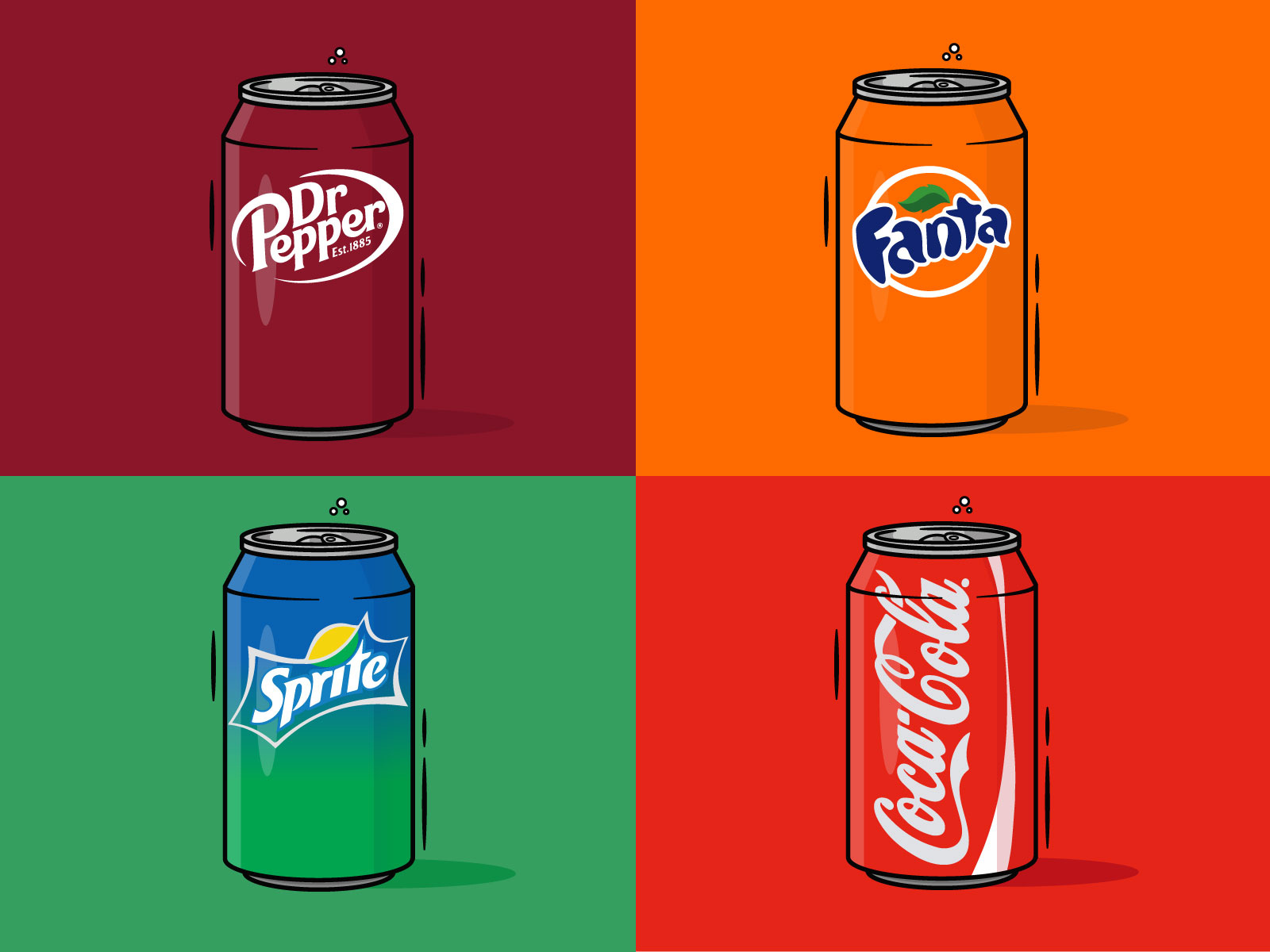 Pepsi Canned Juice Collection Fanta Art Print Dr Pepper Digital Illustration | Portrait Drawing Sprit Irn Bru Cola